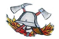 Logo der Freiwilligen Feuerwehr Oberheinsdorf Helm mit Axten und Feuer