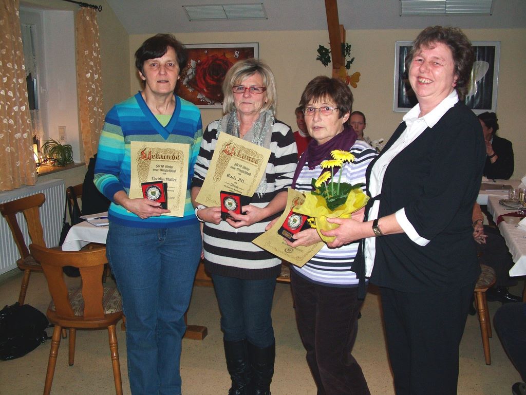 Alle 4 Frauen halten ihr Geschenk und ihre Urkunde in die Kamera