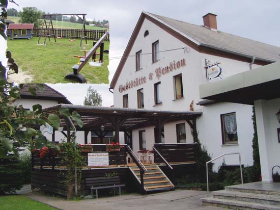 Frontansicht der Gaststätte und Pension Bauernstube