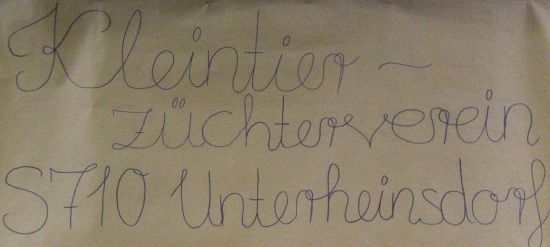 Handschriftlicher Auszug aus Blattpapier "Kleintierzüchterverein S710 Unterheinsdorf"