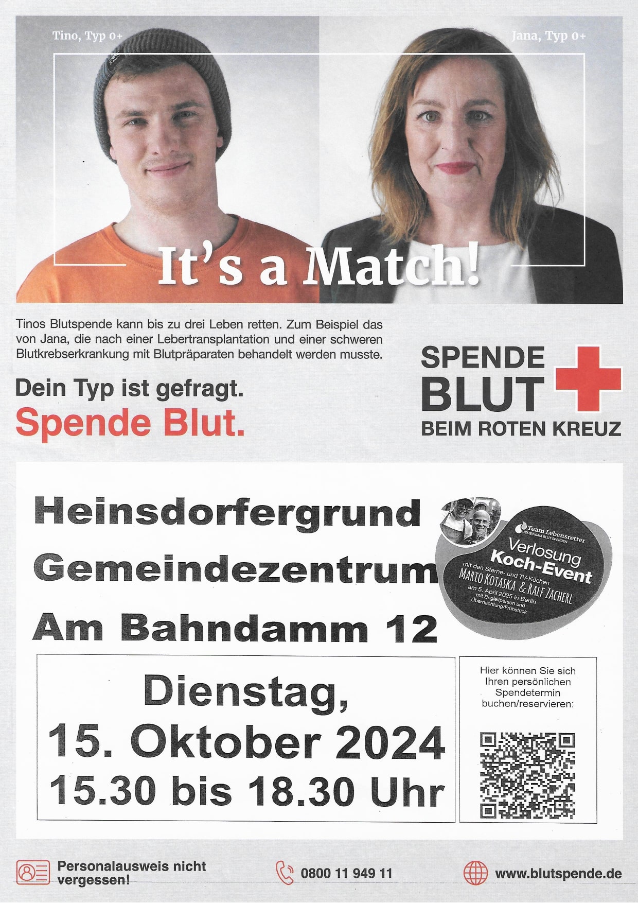 Flyer Blutspende - Alle Infos zum Flyer sind im Event hinterlegt- Klick auf Bild öffnet Event
