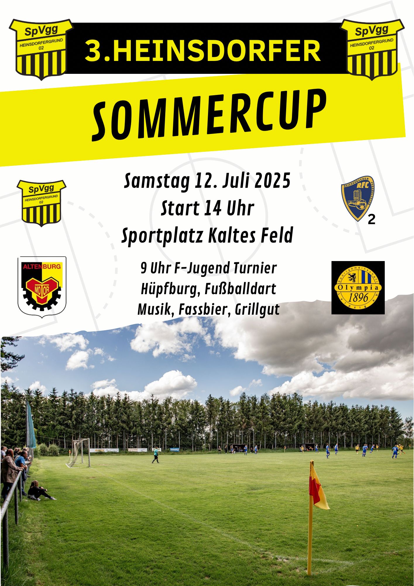 Das Bild zeigt das Plakat zum 3. Heinsdorfer Summercup am 12.07.2025